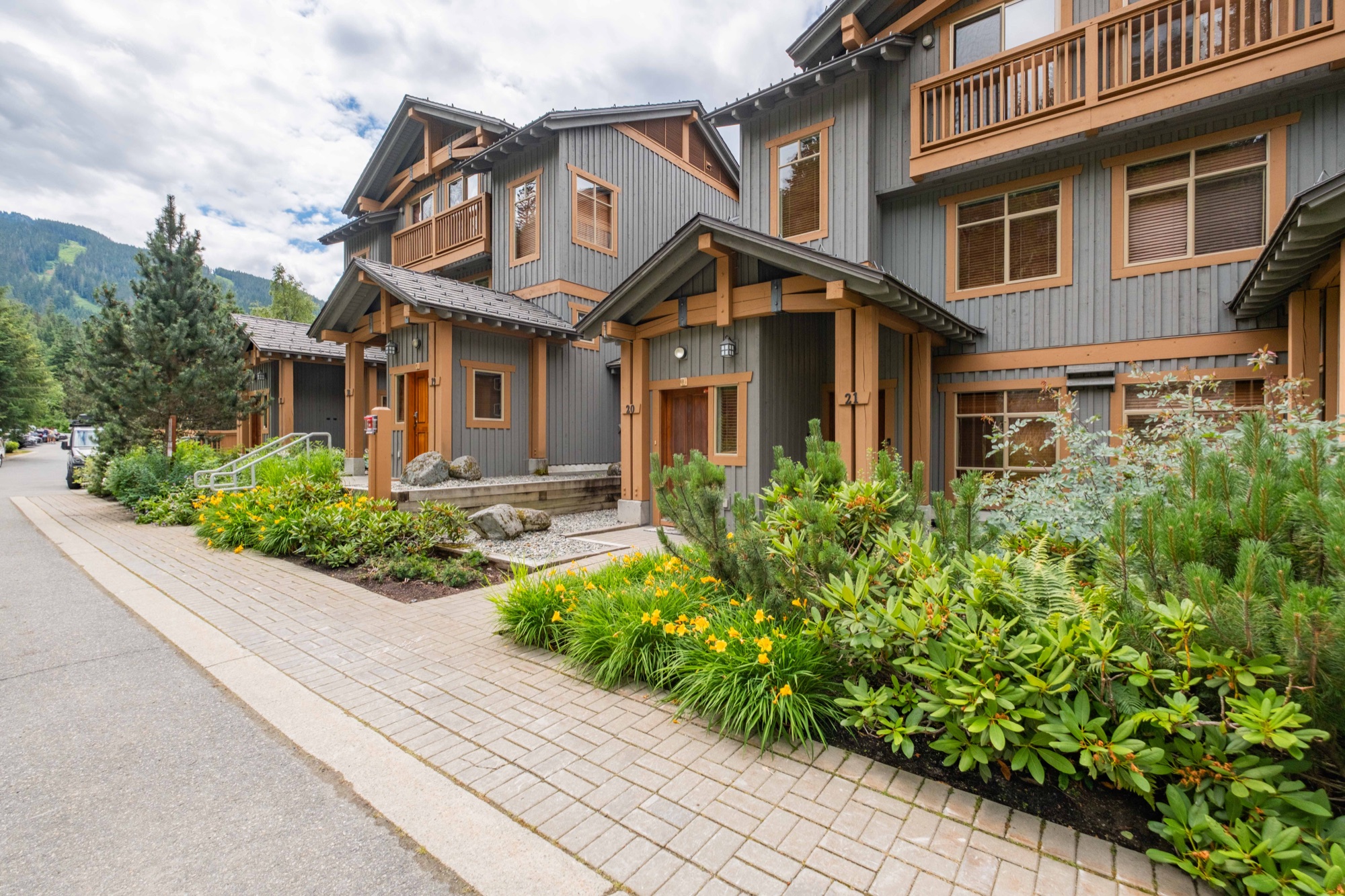 Well-presented Whistler townhomes with landscaped entrances